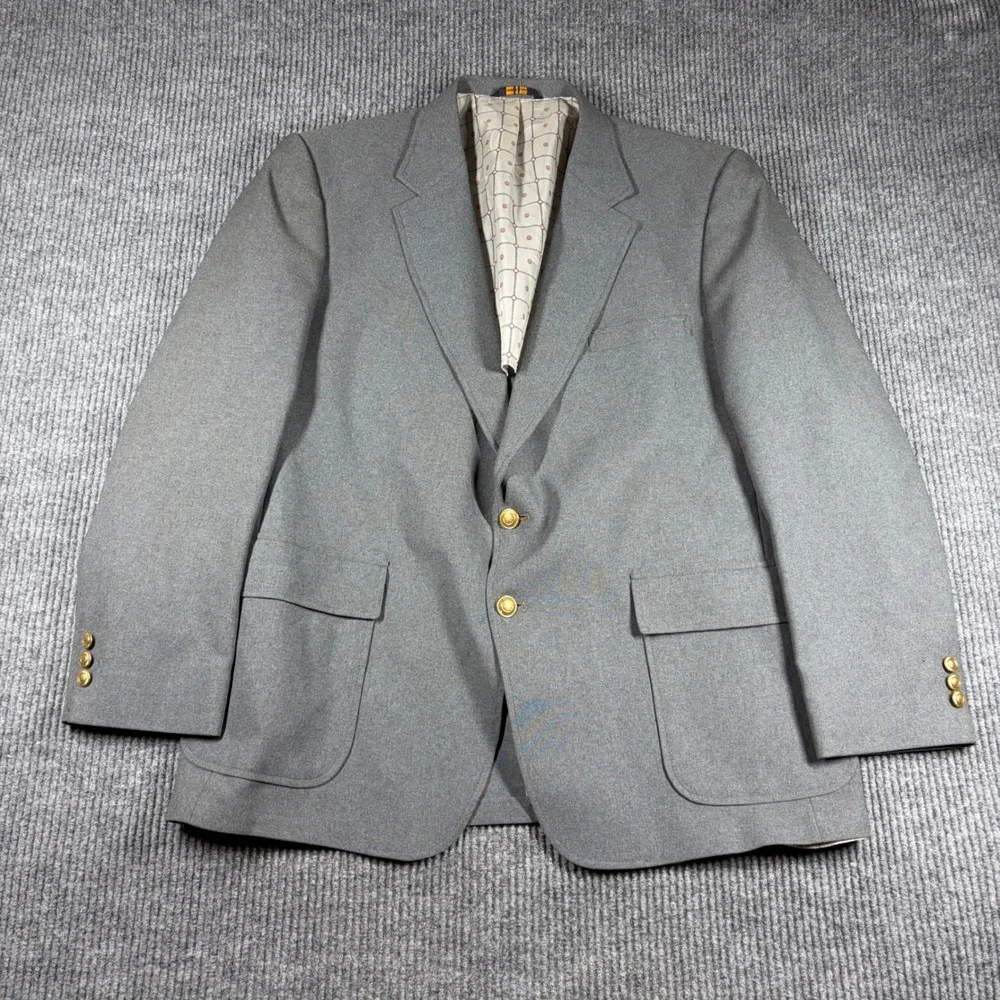Vintage Perma-Prest Blazer Mens 48B Classic Collection Gray Jacket Made in USA